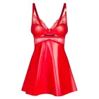 Obsessive Aliosa Negligé Set with Lace and Gold Detail – Red – L — Photo 5