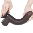 LoveToy Sliding Skin Dual Layer Dong – realistiškas dviejų sluoksnių dildo – TPE – juodas – 22,9 cm — Nuotrauka 5