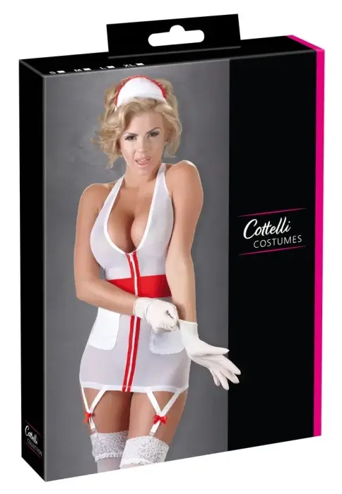 Cottelli Collection medmāsas kostīms – balts/sarkans – XL