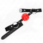 KINK Model 1 dobs sarkans silikona bumbiņas knevelis 4.5cm – regulējama siksna — Foto 2