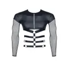 Men's T-shirt with Elastic and Metal Ring Details – Black – S — Photo 3