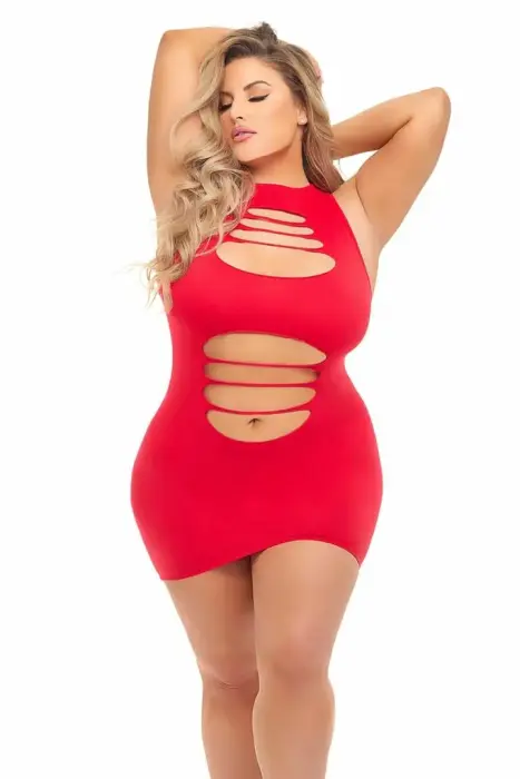Can't Commit – red open-back mini dress – Queen Size