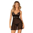 Chemeris babydoll naktskrekls un stringi – melns – M/L — Foto 1
