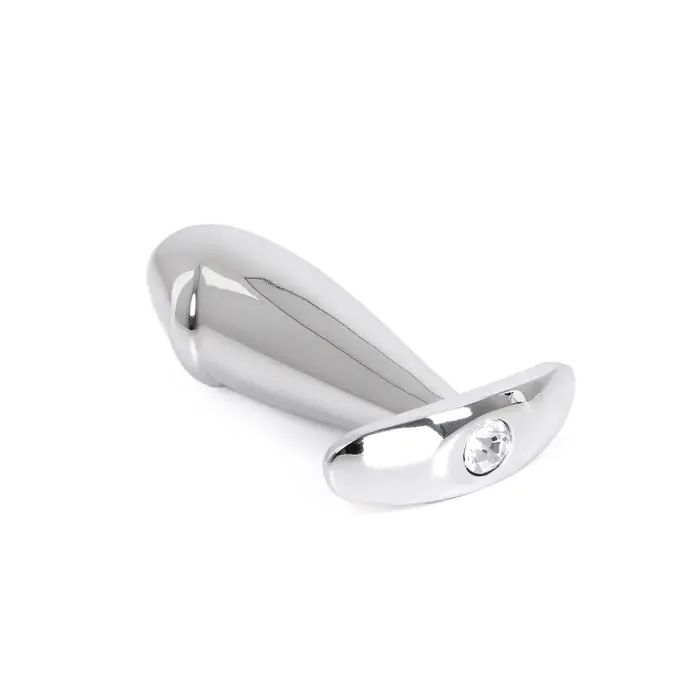 Anālais spraudnis ar tērauda rokturi un caurspīdīgu akmeni – 10 cm (3.9″)