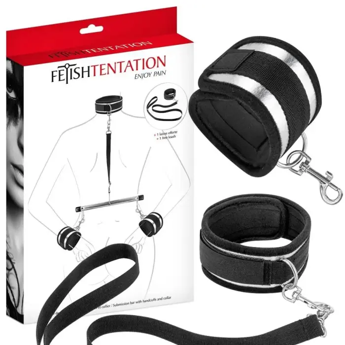 Fetish Tentation Submission Handcuffs and Collar Set