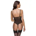 Cottelli LINGERIE кружевное и сетчатое боди с открытой промежностью – чёрный – L — Фото 5