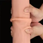 LoveToy – lielmēra slīdošās ādas divslāņu dildo – ādas tonis – 35,6 cm — Foto 16