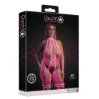 Сетчатое боди с бретелями на шее – неоновый розовый – Plus size — Фото 1