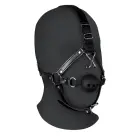 Shots Ouch! Adjustable Leather Head Harness with Breathable Ball Gag – Black — Photo 1