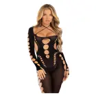 Leg Avenue Opaque Cut-Out Footless Bodysuit – Black – One Size — Photo 1