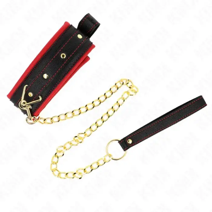 KINK регулируемый ошейник с тканевым поводком – 33-48 cm x 5.7 cm – чёрный