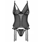 Saturis Corset & Thong Set – black – lace & mesh – back lacing – 2XL/3XL — Photo 4