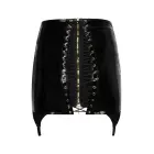 Guilty Pleasure Shadow Shine Skirt – kõrge vöökohaga Datex miniseelik kuldse esipoolse tõmblukuga – must/kuld – Suurus: L — Foto 4