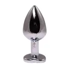 Silver Heart-Shaped Butt Plug with Pink Crystal – M — Photo 2