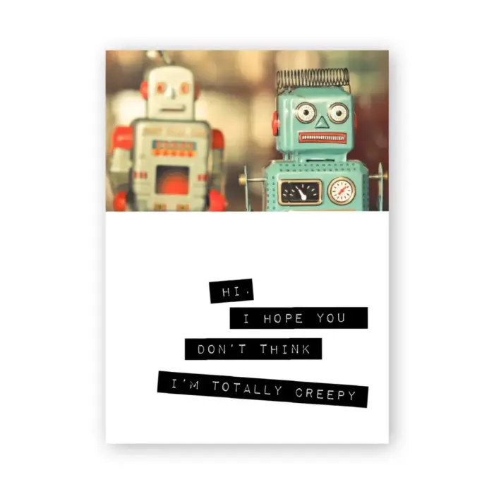 Warm Human поздравительная открытка Robots - Awkward & Adorable Message, 10x15cm