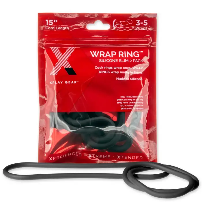 Silicone Slim Wrap Ring - Cock Ring / Ball Strap – 38 cm (15″) – Black