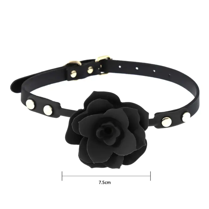 Black Rose Silicone Ball Gag – Black