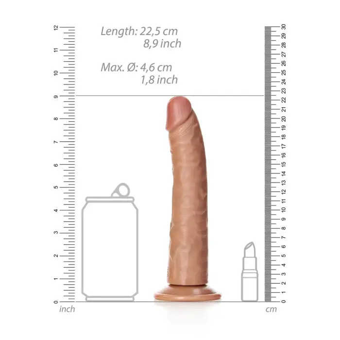 Slim reālistisks dildo ar piesūcekni – 20.5 cm (8″) – Miesas krāsa Foto 5