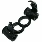 Baile Sweet Ring Double Rabbit двойное вибрирующее силиконовое кольцо – черный — Фото 4