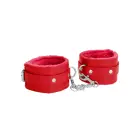 OUCH! Plush Faux Leather Handcuffs – Red — Photo 3