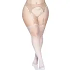 Leg Avenue Plus Rhinestone Fishnet Stockings – White – 1X/2X — Photo 5