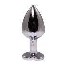 Small Heart-Shaped Butt Plug with Pink Crystal – 7 cm – Silver — Photo 2