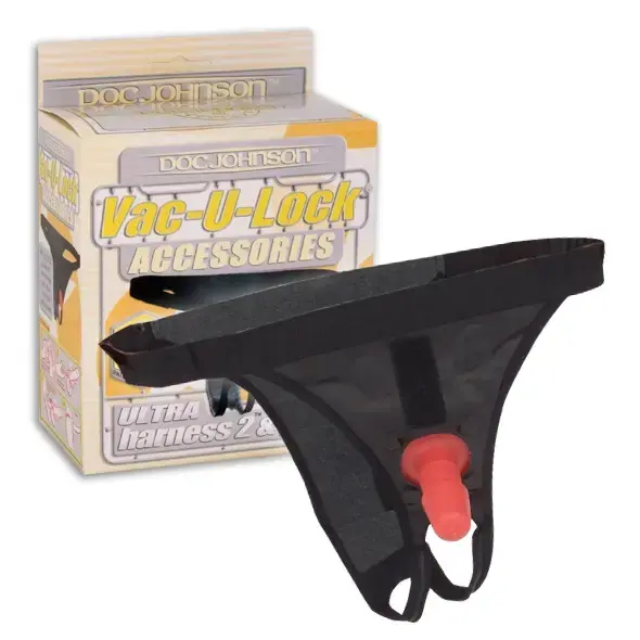 Doc Johnson Ultra Harness 2 – reguleeritavad strap-on rakmed Vac-U-Lock kinnitusega – must