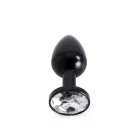 Melns metāla anālais spraudnis ar caurspīdīgu dārgakmeni – 7 cm (2.8″) — Foto 2