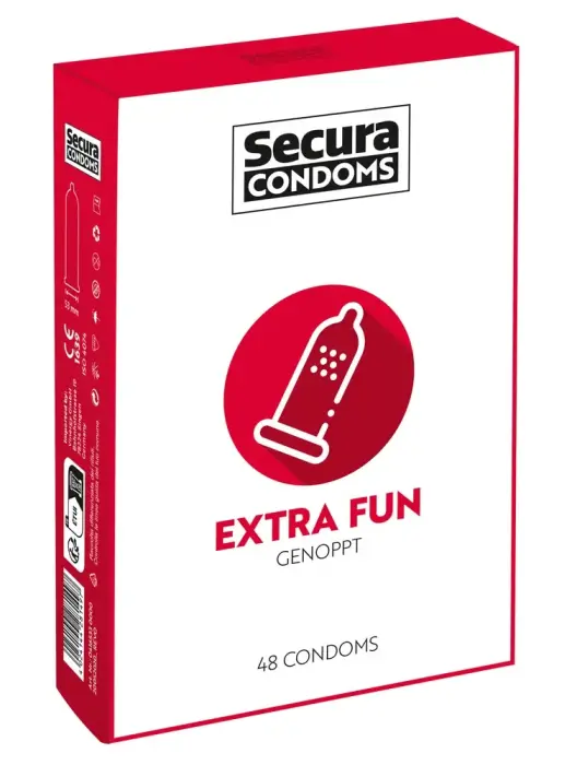 Secura Extra Fun Ribbed Condoms – 48 pcs