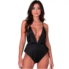 PASSION SENSIE Satin Bodysuit Black S/M — Photo 1