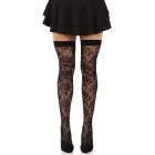 Leg Avenue Wild Rose Net Thigh Highs – Black – One Size — Photo 3