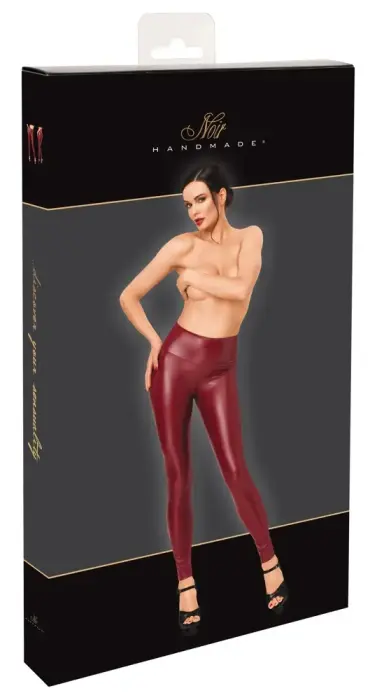 Noir Handmade леггинсы powerwetlook на молнии – бордовые – L