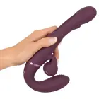 Javida Strapless Strap-On Flic dubultais vibrators – rozā — Foto 9