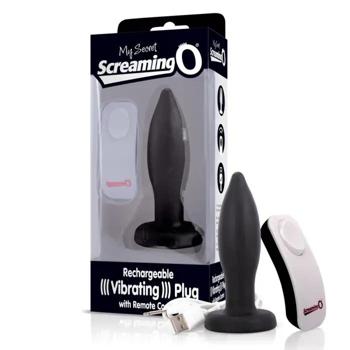 Screaming O Charged Remote anālais spraudnis – 10.2 cm (4″) – melns