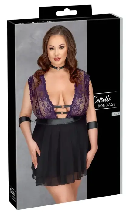 Cottelli Bondage Plus комплект бэбидолл 4XL, кружево и сетка, чокер и манжеты