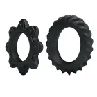 BAILE - Flowering Silicone Cock Ring – 2 pcs. – Black — Photo 2