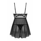 Christine Tina – nėrinių babydoll – A-sijono linija, permatoma viršutinė dalis – juodas – S/M — Nuotrauka 5