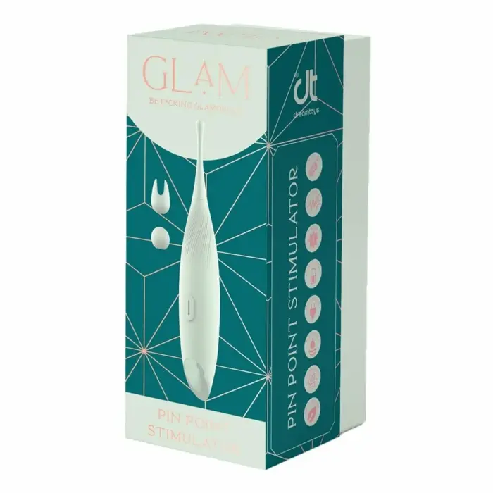 GLAM Pin Point Stimulator – precision silicone stimulator with 2 attachments – gold – 16 cm