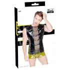 Black Level Sleeveless Vinyl Shirt with Net Inserts – S — Photo 1