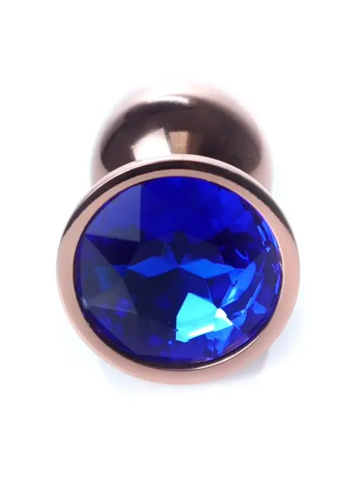 Plug-Jewellery Red Gold anālais spraudnis ar tumši zilu akmeni – 7 cm (2.8″)