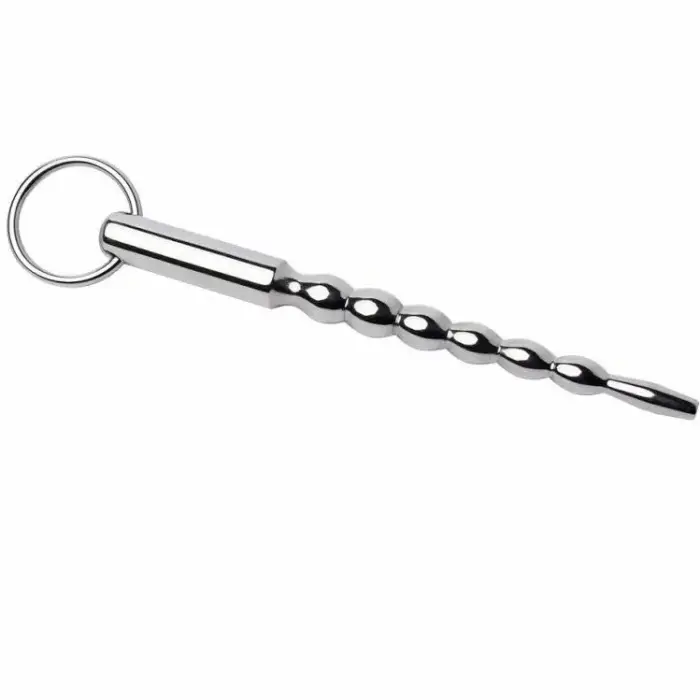 Metal Hard – beaded stainless steel urethral sound with curved tip – 7 mm – 14 cm