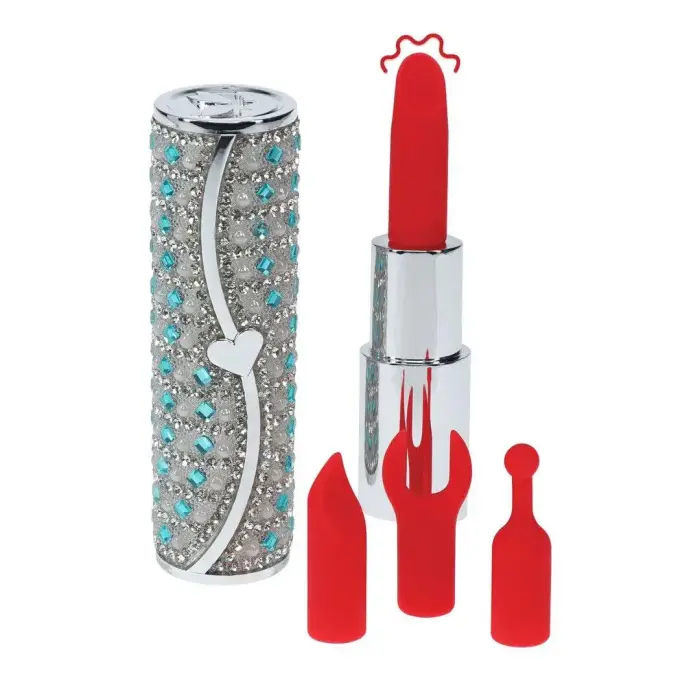 Tiffany Lipstick Vibrator with Attachments – 3 cm (1.2″) – Blue