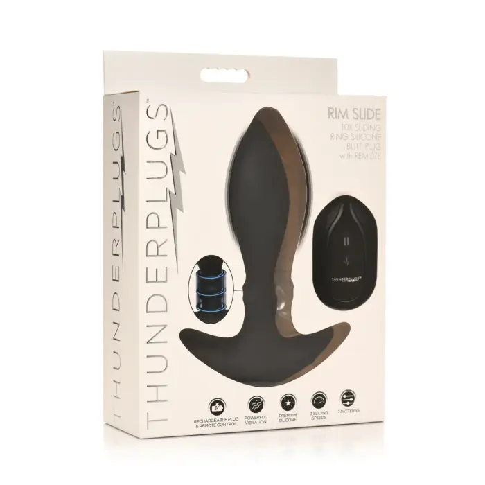Rim Slide - Sliding Ring Silicone Butt Plug – 13.5 cm (5.3″) – Black