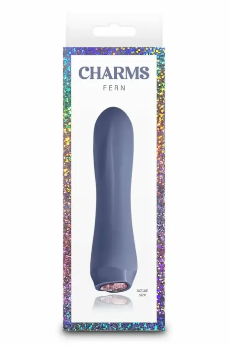 NS Novelties Charms Fern – компактный силиконовый вибратор с LED-кнопкой-сердцем – серый