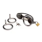 Lockable Stainless Steel Chastity Cage with 3 Rings — Photo 2
