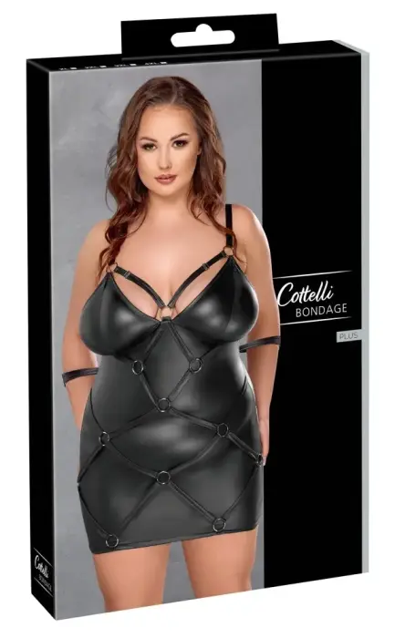 Cottelli Bondage Plus платье и набор регулируемых манжет – чёрное – 4 XL