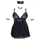 Cottelli Bondage babydoll naktskrekls ar kaklasiksnu un rokas cilpām – melns – 4XL — Foto 8