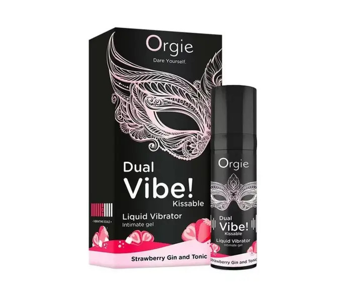 Dual Vibe! Съедобный жидкий вибрирующий стимулирующий гель – Клубничный Джин-Тоник