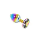 Varavīksnes krāsu anālais spraudnis ar dārgakmeni S – 7 cm (2.75″) — Foto 1