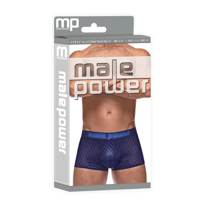 Male Power Diamond Mesh Mini Short – Navy – S